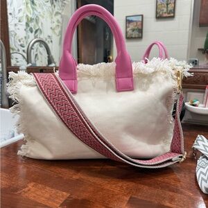 Elegant Pink and Cream Shoulder Bag